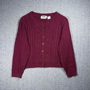 Vintage Northern Reflections Cardigan Sweater Womens S Red Heart Buttons Cottage